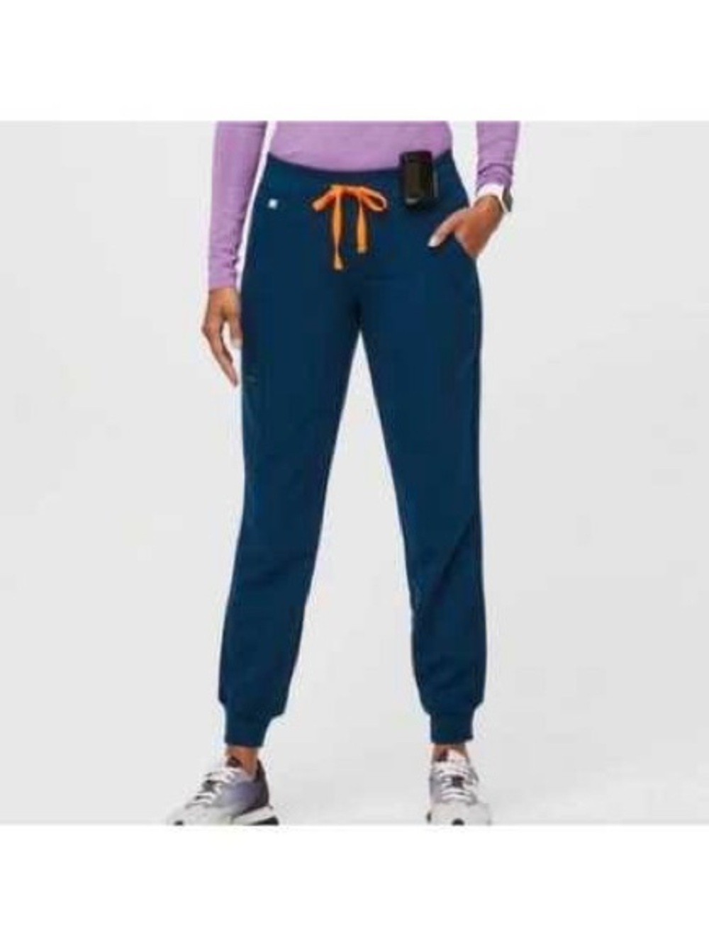 FIGS ZAMORA high waist Jogger scrub Pants with bright Orange Drawstring XSP